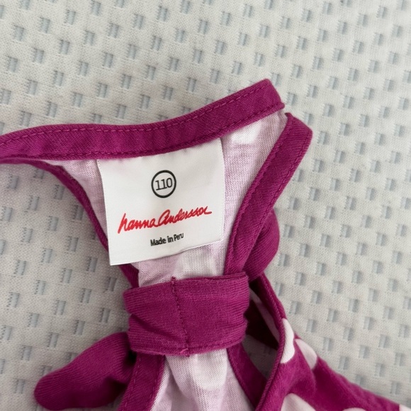 Hanna Andersson purple polka dot racer back swing dress with pockets size 5 - Picture 4 of 7